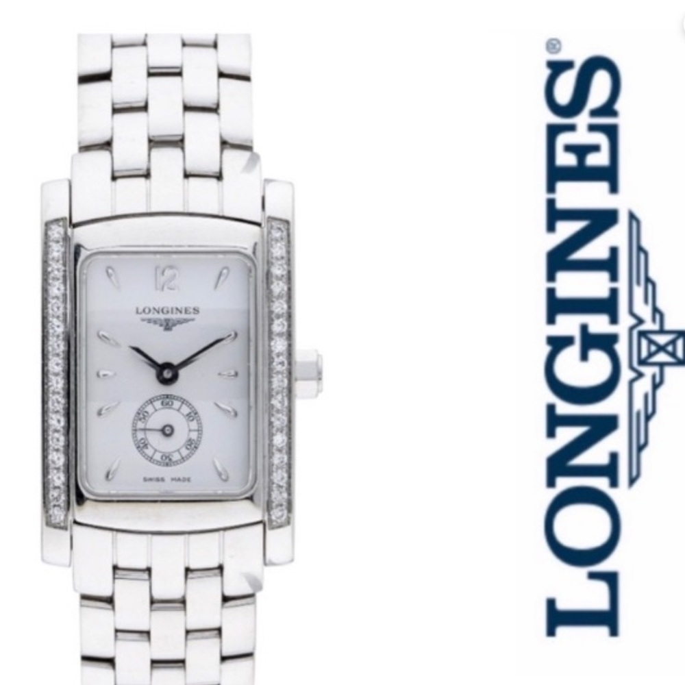 Longines Silver Rectangular Diamond-Bezel Women's… - image 1